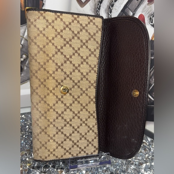 Gucci vintage 1973 Continental wallet Diamante canvas and black leather EUC - Picture 8 of 16